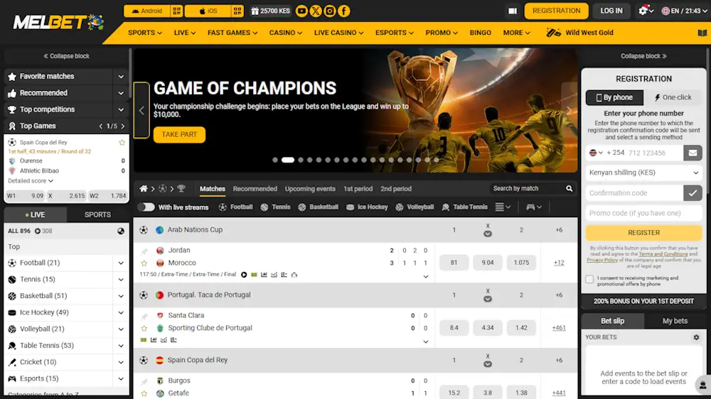 Melbet Sportsbook and Casino Screenshot